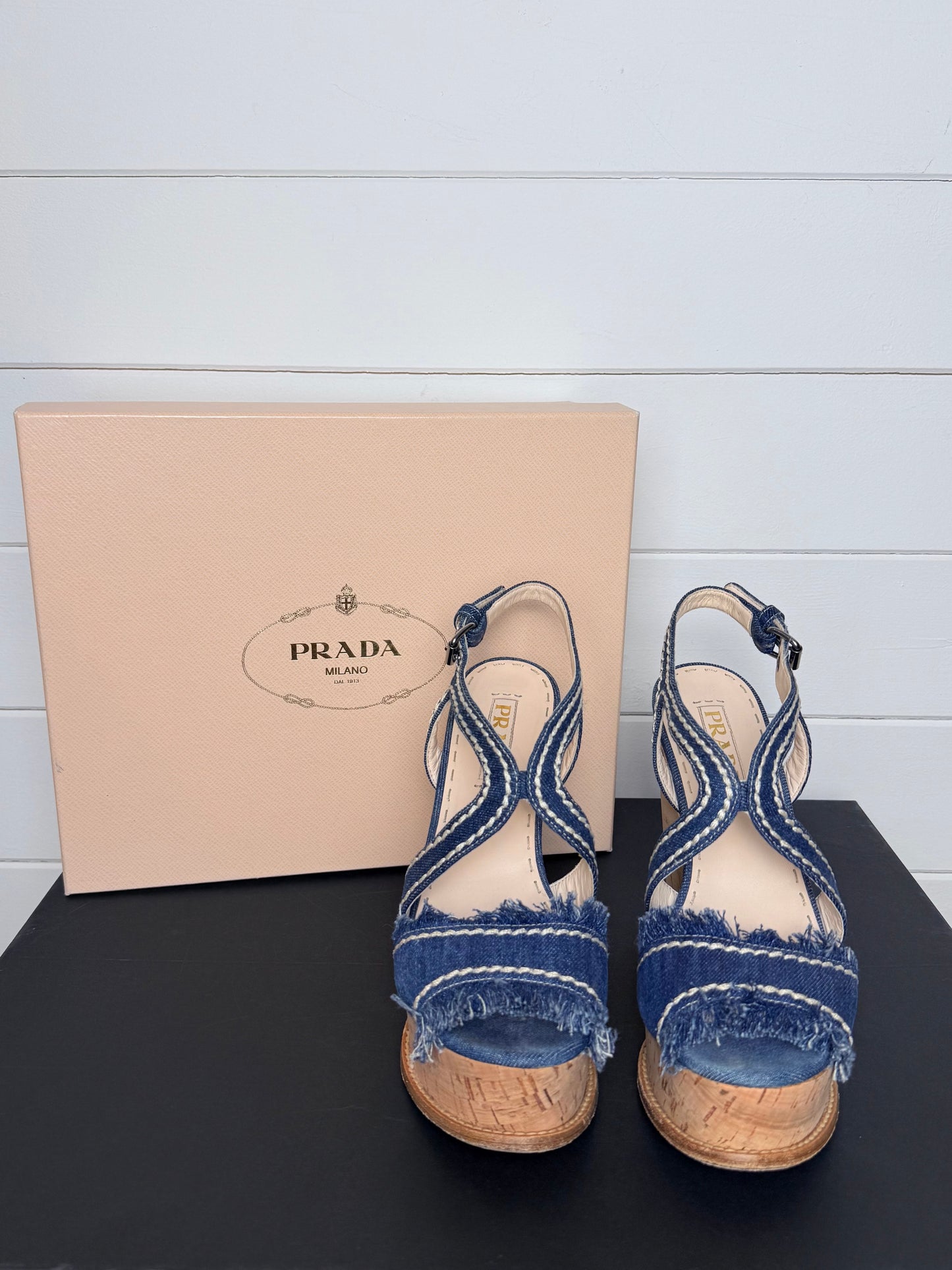 Prada Denim Slingback Wedges