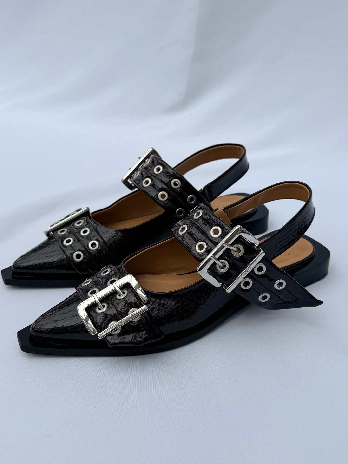 Ganni Feminine Buckle Ballet Flats