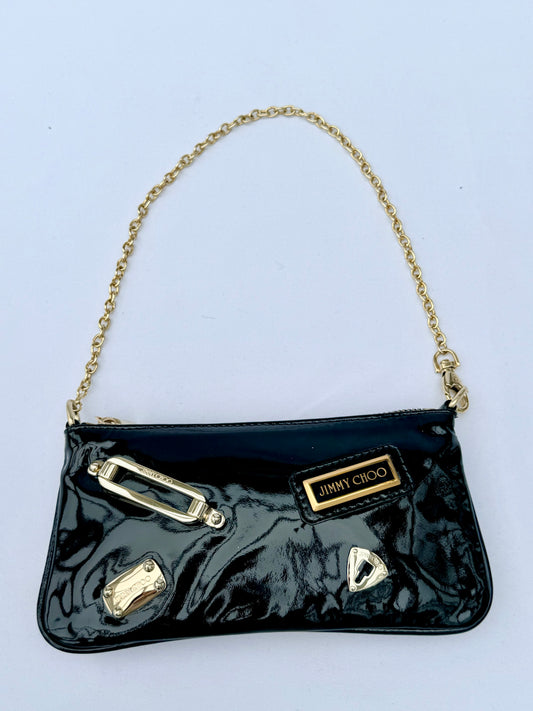 Black Patent Leather Jimmy Choo Pochette Bag