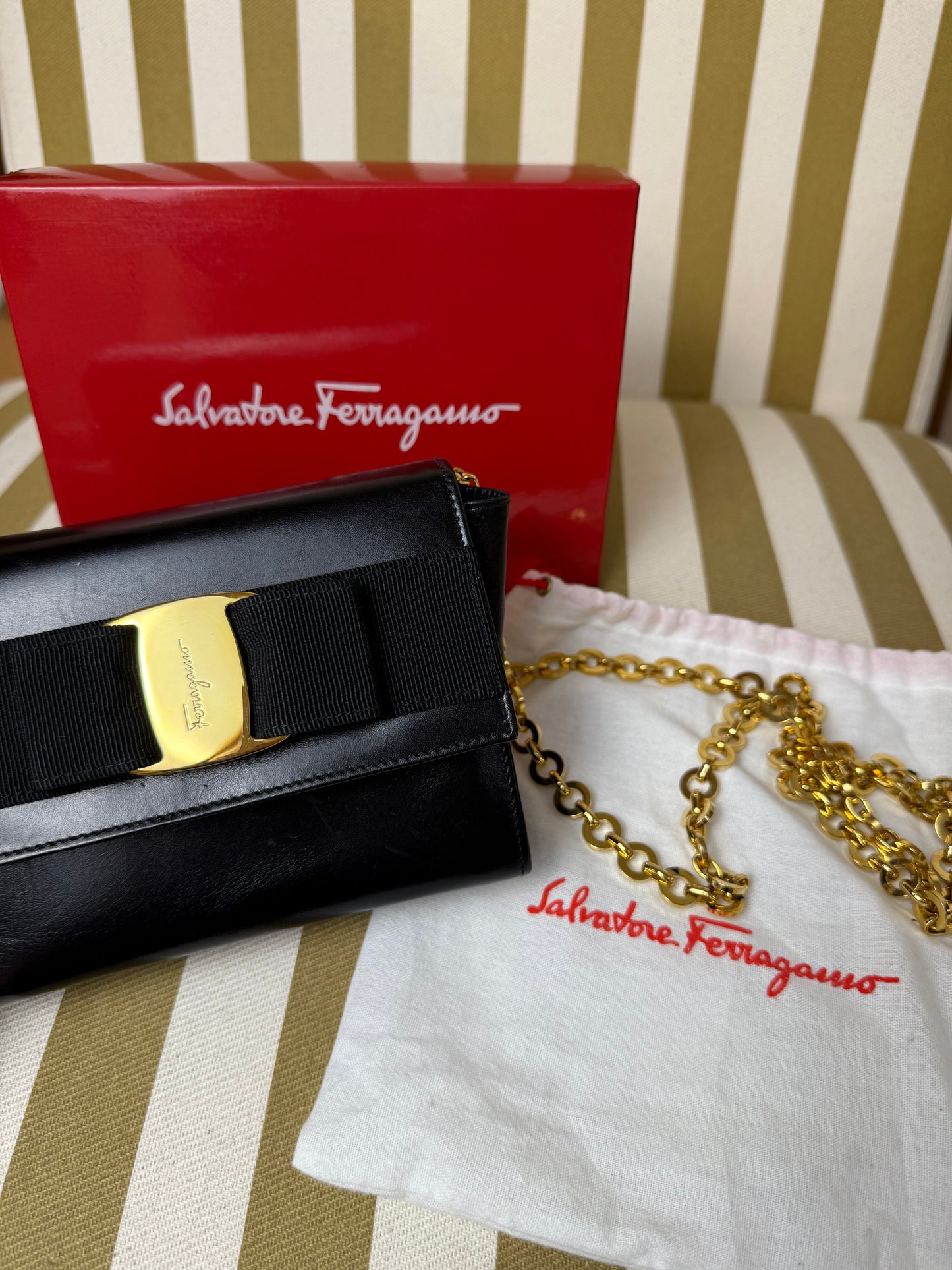 Salvatore Ferragamo Leather Chain Belt Bag