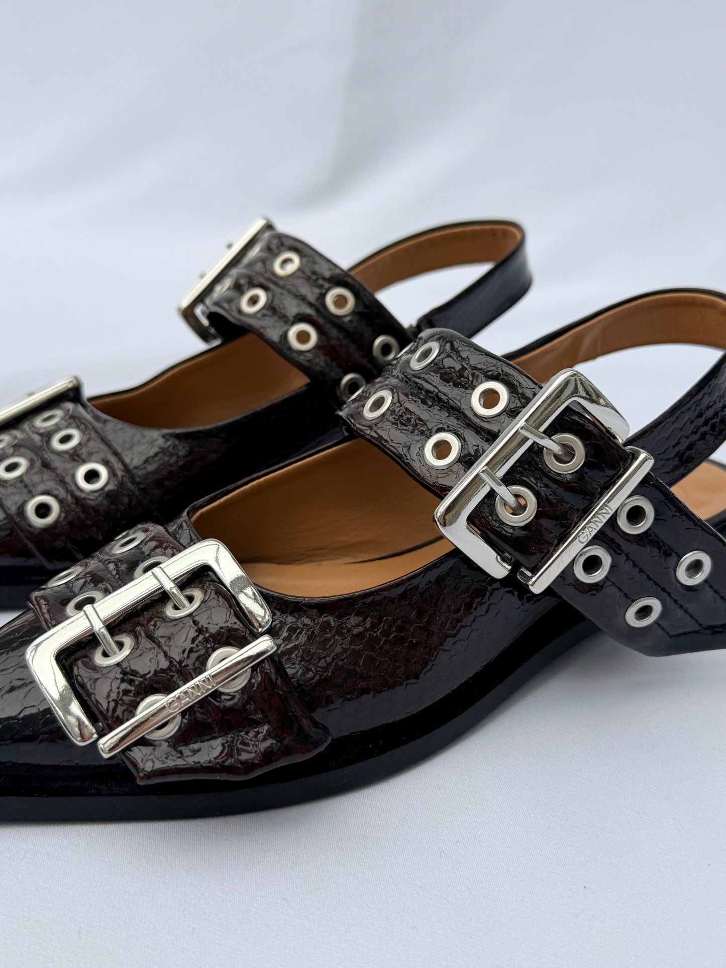 Ganni Feminine Buckle Ballet Flats
