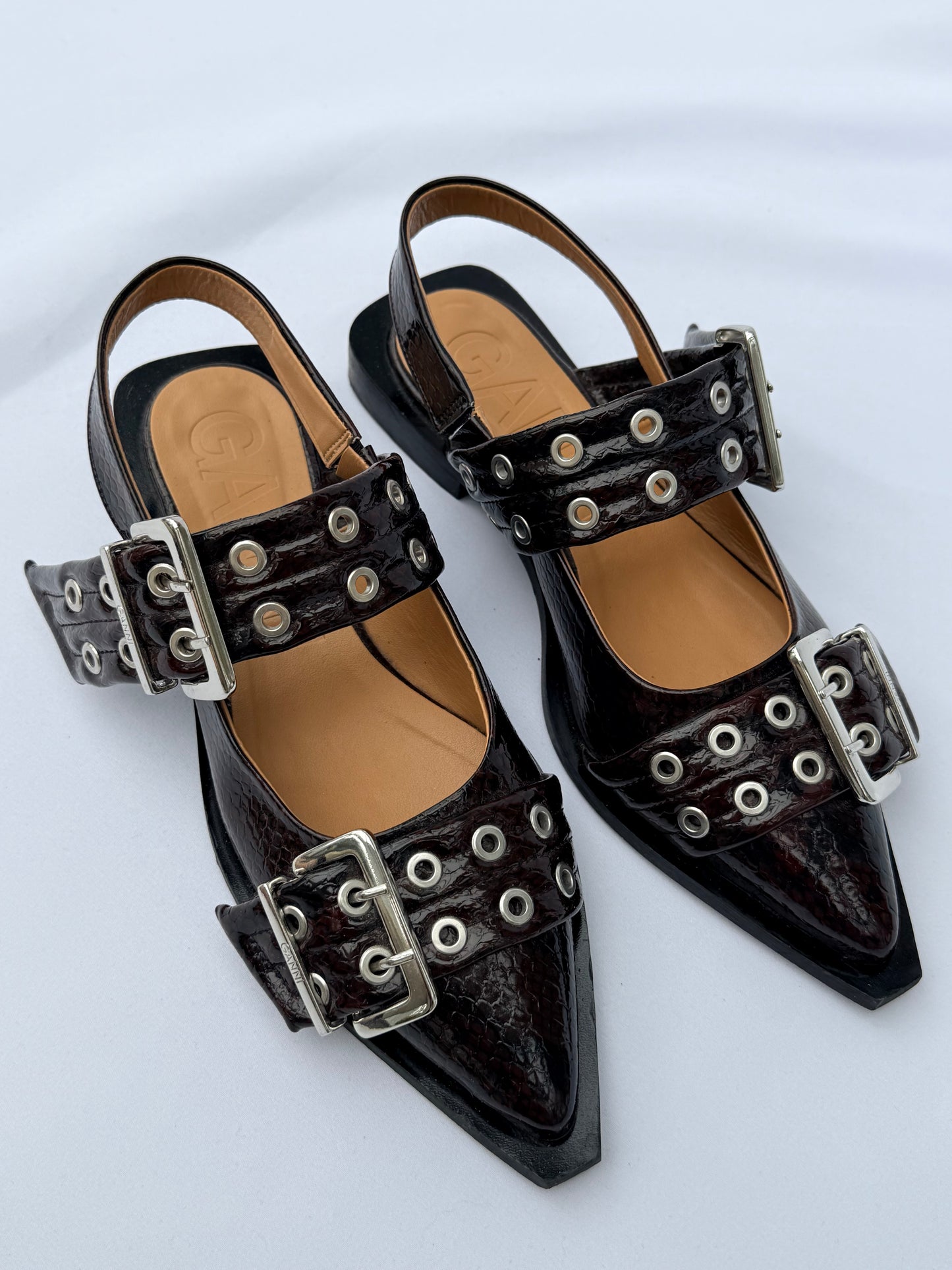 Ganni Feminine Buckle Ballet Flats