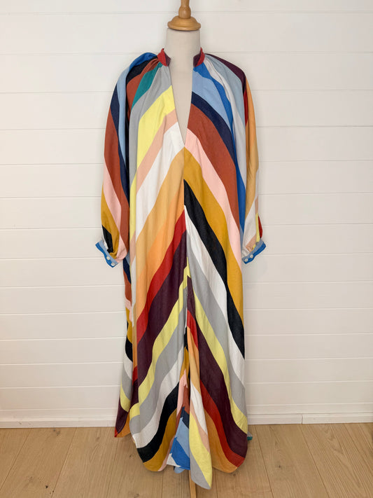 Marrakshi Life Rainbow Stripe Cotton Kaftan